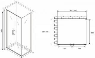 Душевой уголок ABBER Sonnenstrand 100x90см чёрный AG04100BC-S90B